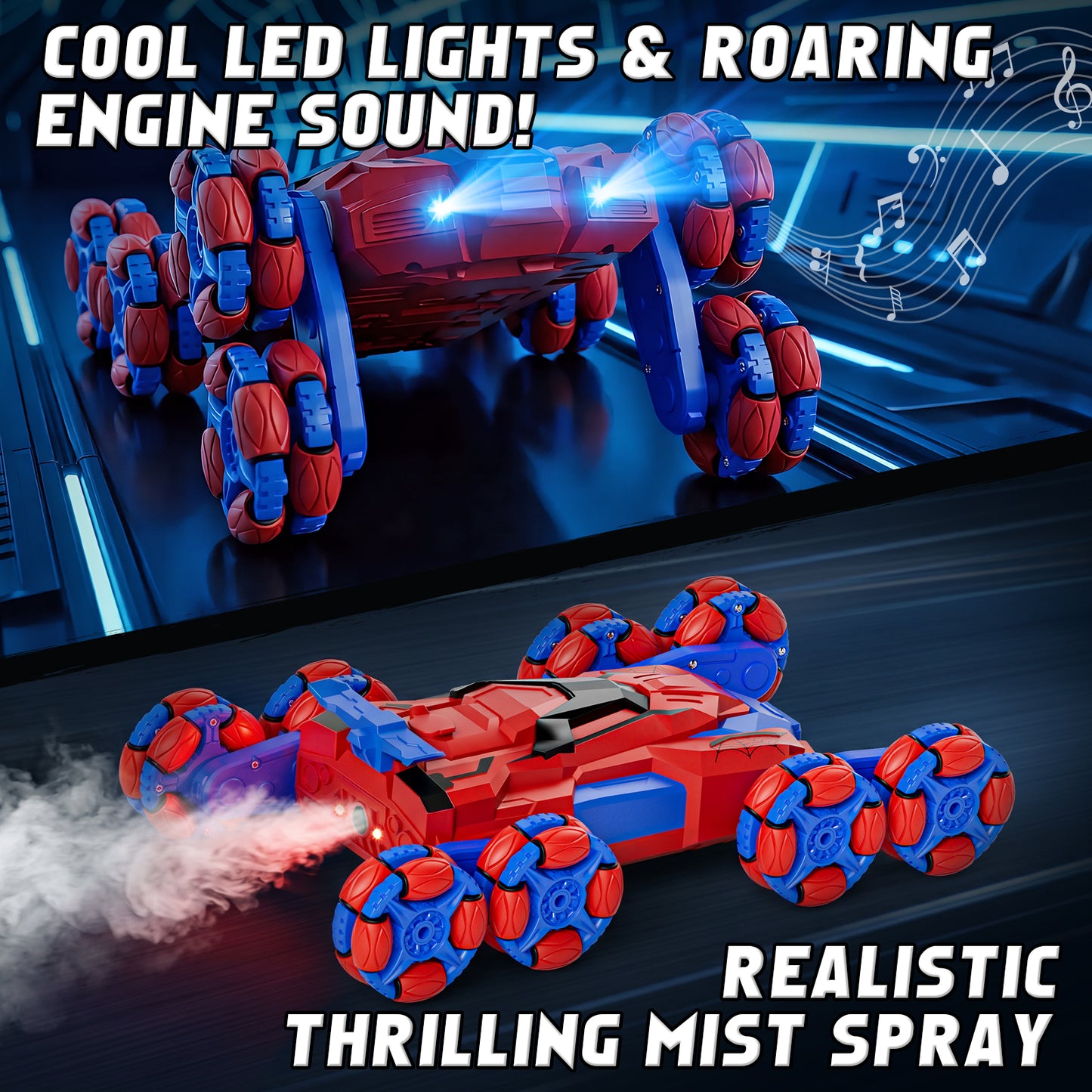 Remote Control Cars, 8WD RC Car Toys for 8-12 Year Old, Boys Toy Car, 2.4Ghz Fast Stunt, Transform Drift Stunt Cars with Lights & Spray, Outdoor Toys, Perfect Birthday Christmas Gift