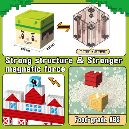 Magnetic Blocks, Farm Theme 54 PCS Magnetic Tiles, Montessori Learning Toys for 3 to 4 Year, Magnetic Construction Toys for Toddlers 3-6 Years Old, Educational Toys for Boys Girls