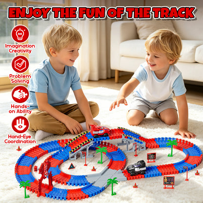 Race Car Track Set, Spider Toys for Boys 3-5, 212 PCS Race Track for Boys with 2 Spider Cars Toys, Car Race Track for Toddlers 3 4 5 6 Years Old, Mini Monster Truck for Boys Girls Birthday Gifts
