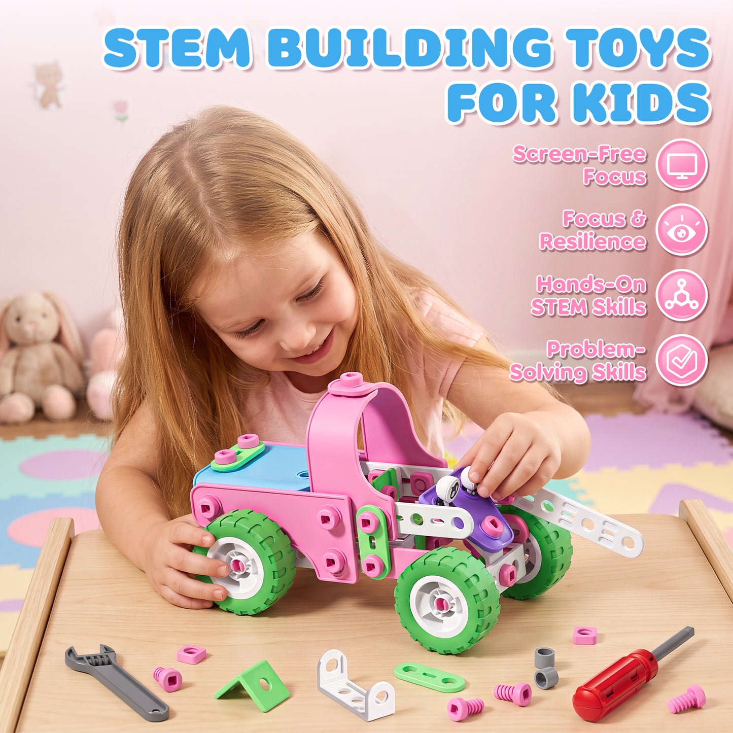 Building Toys for Boys Girls 3 4 5 6+ Years, STEM Building Toys Blocks Kit Activities for Toddlers, Engineering Creative Games, Construction Toys, Preschool Educational Toys, Ideal Birthday Gift