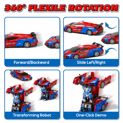 Remote Control Cars, Spider Transform RC Cars, Transforming Toys with Cool Light, 360° Rotation One Button Deformation Car Toy, Birthday Gifts for Boys 5-7 8-12 Years Old