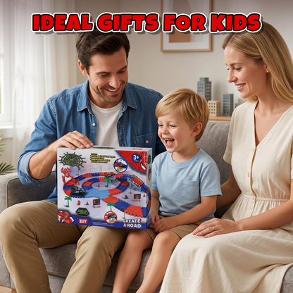 Race Car Track Set, Spider Toys for Boys 3-5, 212 PCS Race Track for Boys with 2 Spider Cars Toys, Car Race Track for Toddlers 3 4 5 6 Years Old, Mini Monster Truck for Boys Girls Birthday Gifts