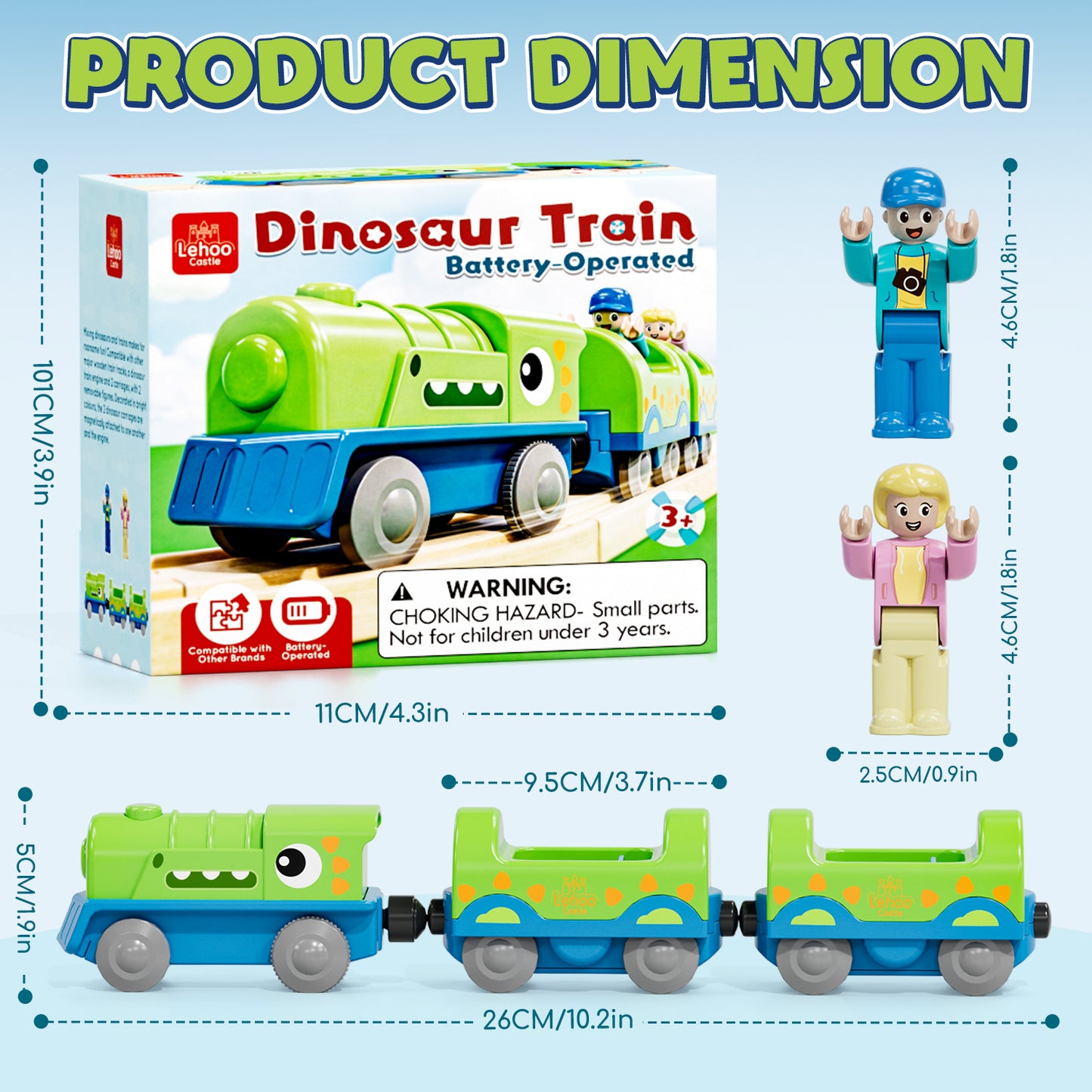 Train Set for Kids, Train Toys for Toddlers 2 3 4 5+ Years Old, Dinosaur Toy Trains, Great Gift for Boys Girls - Compatible with Other Brands Train Tracks