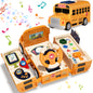 School Bus Toys with Sound & Story & Music, Toys for Boys 2 to 4 Years Old with Simulation Steering Wheel, Toddler Boy Toys age 3 5, Educational Learning Toys for Preschool, Best Gift for Boys Girls