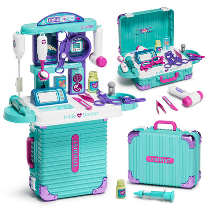 Doctor Kit for Kids, Doctor Pretend Playset with Realistic Accessories, Pretend Mobile Medical Station, Role Play Medical Toys for 3-5, 2-4, 3 4 5 6 Year Old