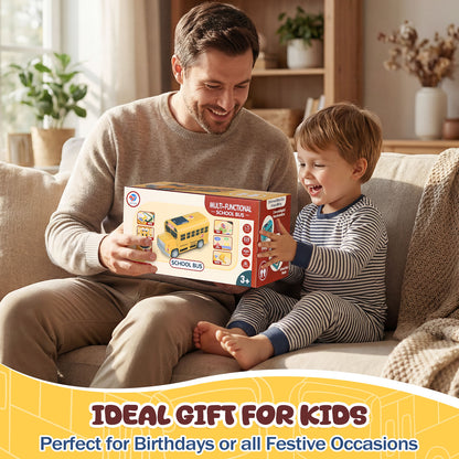 School Bus Toys with Sound & Story & Music, Toys for Boys 2 to 4 Years Old with Simulation Steering Wheel, Toddler Boy Toys age 3 5, Educational Learning Toys for Preschool, Best Gift for Boys Girls