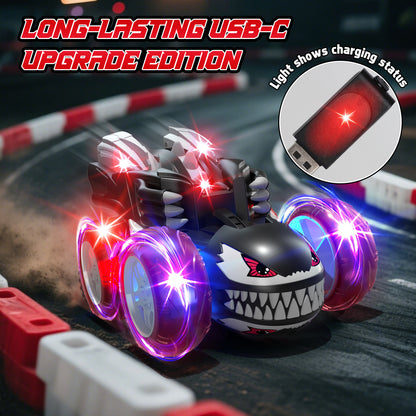 Remote Control Cars, RC Cars Toys for Boys 3 4 5 6 7 8 9 10 Year Old Girls Boys, 2.4Ghz Fast Stunt with Cool Lights for Boys Kids Age 5-7 Outdoor Toys Birthday Christmas Gifts