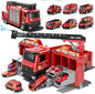 Toy Trucks for Boys 2 3 6 Years, Fire Truck Toys for Toddlers with Lights, Include Ejection Mode, Powerful Storage, Rescue Aerial Ladder, Water Pipes, 6 Alloy Vehicles, Best Birthday Christmas Gifts
