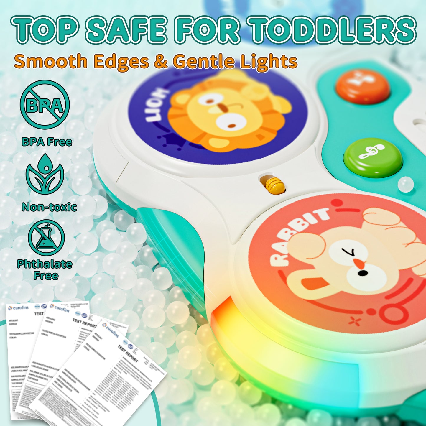 Kids Drum Set for Toddlers 1-3, Drum Set Toys for 1 2 3 Year Old Musical Toys, Animal Montessori Toys for 1 Year Old, Learning Educational Developmental Baby Toys 12-18 Mouth