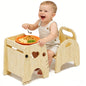 Montessori Weaning Table and Chair Set, Adjustable Design, Elephant Theme Wooden Toddler Table and Chair Set for Toddlers 1-3, Ideal for Mealtime, Learning and Play, Kids Montessori Furniture