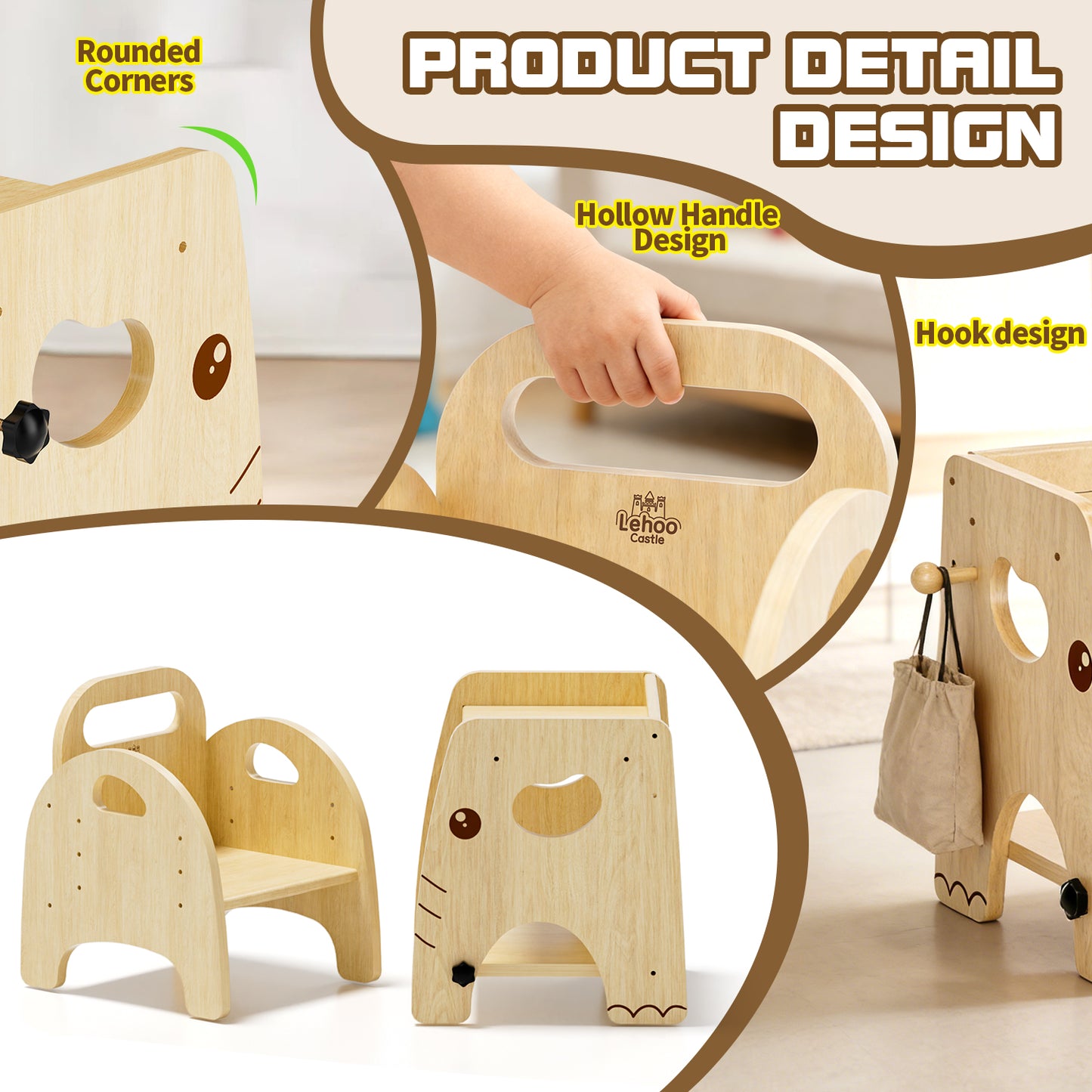 Montessori Weaning Table and Chair Set, Adjustable Design, Elephant Theme Wooden Toddler Table and Chair Set for Toddlers 1-3, Ideal for Mealtime, Learning and Play, Kids Montessori Furniture