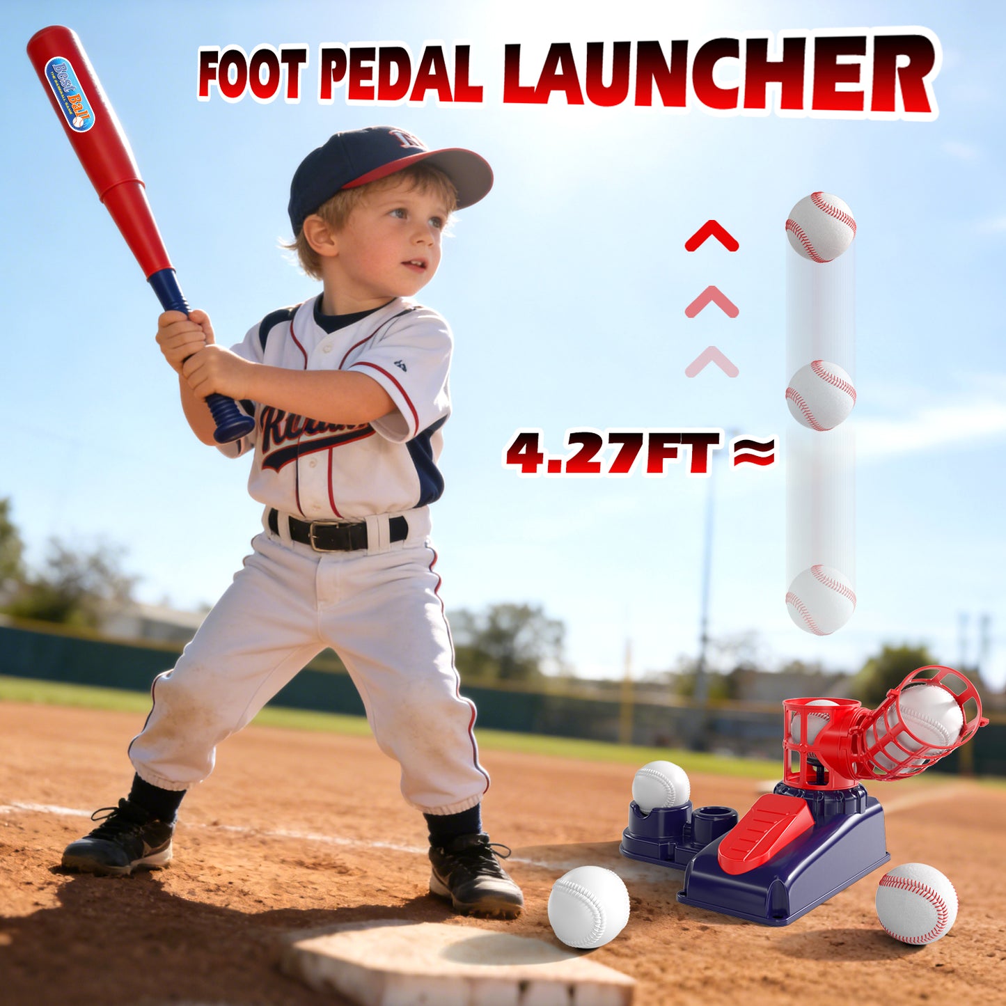 3 in 1 T Ball Set Toys for Kids 3-8, Kids Baseball Toys Includes 6 Balls, Tee Ball Set for Kids Age 3+, Toddler Baseball Game Sports & Outdoors Toys, Auto Ball Launcher & Storage Bag
