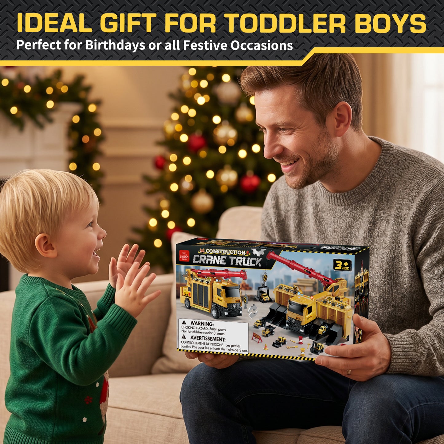 Crane Toy, Construction Truck for Boys 2 3 6 Years, Construction Vehicle Toy Car for Toddlers, Include Launch Mode, Powerful Storage, 6 Alloy Construction Vehicles, Best Birthday Christmas Gifts