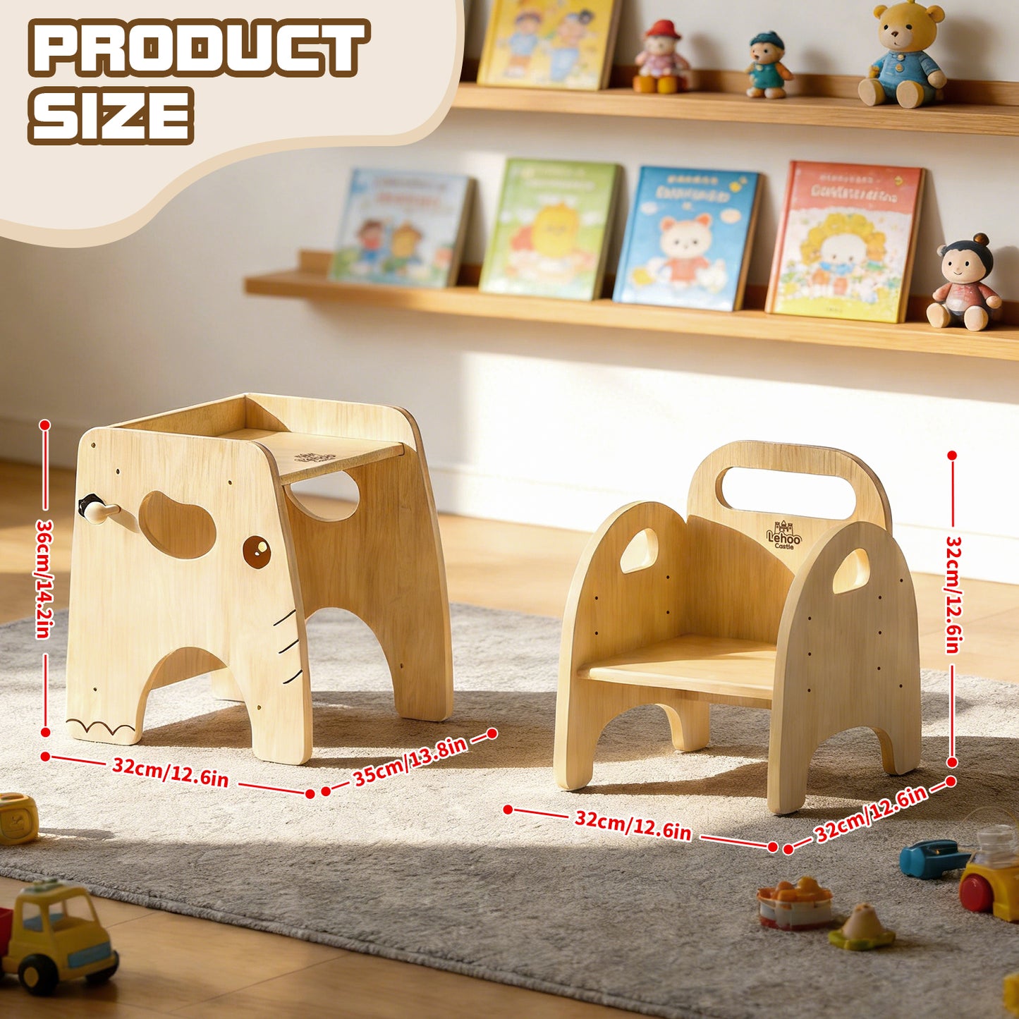 Montessori Weaning Table and Chair Set, Adjustable Design, Elephant Theme Wooden Toddler Table and Chair Set for Toddlers 1-3, Ideal for Mealtime, Learning and Play, Kids Montessori Furniture