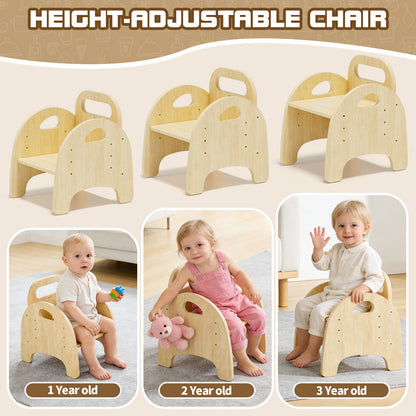 Montessori Weaning Table and Chair Set, Adjustable Design, Elephant Theme Wooden Toddler Table and Chair Set for Toddlers 1-3, Ideal for Mealtime, Learning and Play, Kids Montessori Furniture