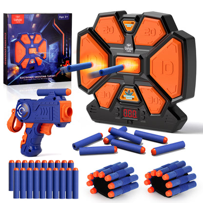 Kid Shooting Targets for Nerf, Digital Electronic Scoring Shooting Target with Auto-Reset, Target Shooting Games, Boy Toys, Best Gift for Toddlers 3+ Years Old - Black