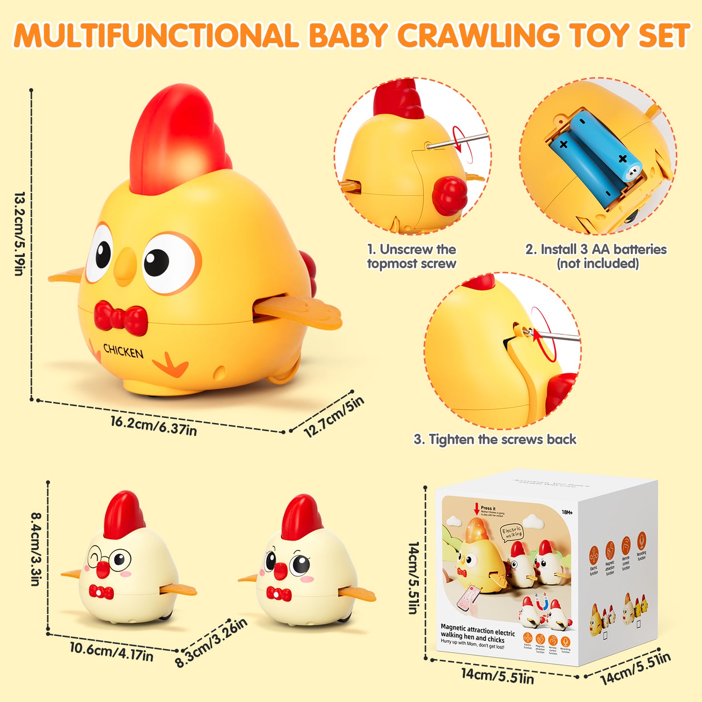 Baby Toys 6-12 Months, Baby Crawling Toys, Tummy Time Toys with Recording Function, Musical Moving Light Up Toys for 0-12 Months Old Boys Girls, Birthday Baby Shower Gifts for 1 Year Old