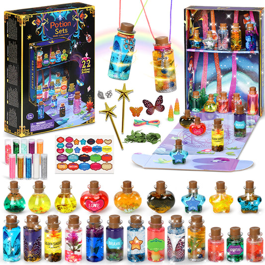 Potion Kits for Kids, Magic Potion Toy with Colorful Potion & Bling Bling Acc., 22 Bottles Creative Toy for Halloween or Party, Fun DIY Craft Kit for Girls Boys Age 5 6 7 8 9 10 Years