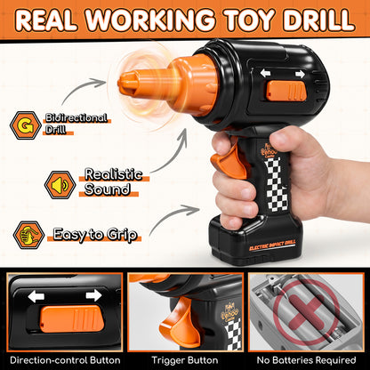 Toys for 2 Year Old Boys, Kids Tool Set, Toolbox Set for Kids, Includes Realistic Tools & Electric Drill & Take Apart Toy Racing Cars, Educational Learning Toys for Boys Age 2 3 4 5 Birthday Gifts