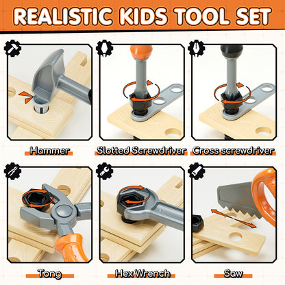 Toys for 2 Year Old Boys, Kids Tool Set, Toolbox Set for Kids, Includes Realistic Tools & Electric Drill & Take Apart Toy Racing Cars, Educational Learning Toys for Boys Age 2 3 4 5 Birthday Gifts