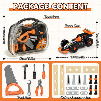 Toys for 2 Year Old Boys, Kids Tool Set, Toolbox Set for Kids, Includes Realistic Tools & Electric Drill & Take Apart Toy Racing Cars, Educational Learning Toys for Boys Age 2 3 4 5 Birthday Gifts