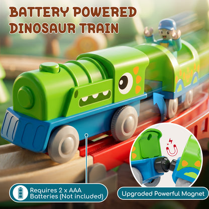 Train Set, Wooden Train Set for Kids, Train Toys for Toddlers, Wooden Train Tracks for Kids 2 3 4 5+ Years Old, Amusement Park Theme B, Great Gift for Boys Girls - Compatible with Other Brands