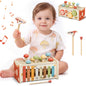 Wooden Montessori Toys for 1 Year Old, Hammering Pounding Toy with Xylophone, Educational Learning Toys, Baby Activity Toys for 1 2 3 Year Old, Preschool Toys, Birthday Gifts (Dinosaur)