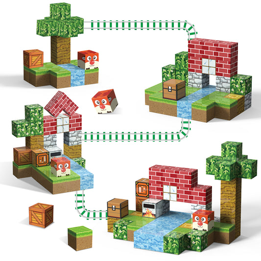 Magnetic Blocks, Forest Theme 54 PCS Magnetic Tiles, Montessori Learning Toys for 3 to 4 Year, Magnetic Construction Toys for Toddlers 3-6 Years Old, Educational Toys for Boys Girls