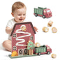 Car Ramp Toys for 2 Year Old, Car Race Track, Farm Barn Wooden Race Track for Toddlers, Toys for 1 Year Old, Montessori Learning Toys, Best Gifts for Baby Boys Girls 1-3