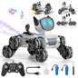 Remote Control Cars, Robot Dog Toy for Kids, RC Robot Toys for 7 8 9 10 11 12 Year Old Boys Toy, 2.4Ghz Fast Stunt, Robot Dog RC Cars for Age 8-12 Outdoor Toys w/Light & Smoke, Perfect Gift for Boys