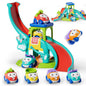 Toys for 1 2 3 Year Old Boy Girl, Toddler Toys, Toy Cars for Toddlers, 5 in 1 Elephant Slide & Parking with 4 Push and Go Toy Cars, Learning Educational Baby Toys for 1+ Year Old Birthday Gifts