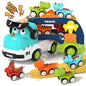 Toddler Toys for Boys 2 3 4 5+ Years Old, Dinosaur Toy Cars with Lights & Sounds, Toy Trucks Car for Boys, Pull Back Cars Baby Toys, 5 in 1 Car Carrier Truck Toy Sets, Best Birthday Christmas Gifts