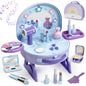 Kids Vanity Sets for Girls, Toddler Portable Vanity Set Makeup Table for Kids, Girls Vanity with Mirror & Lights & Music & Pretend Cosmetics & Hair Dryer, Toddler Toys for 2-5 Year Old Girls