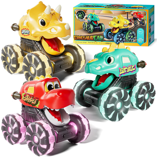 Toys for 1 2 3 Year Old Boys, Monster Truck for Toddler, Dinosaur Toy Cars with Cool Lightning Wheels For Toddlers 1-3, Press And Go Toy Cars, Pull Back Cars Baby Toys for 1+ Year Old Birthday Gifts