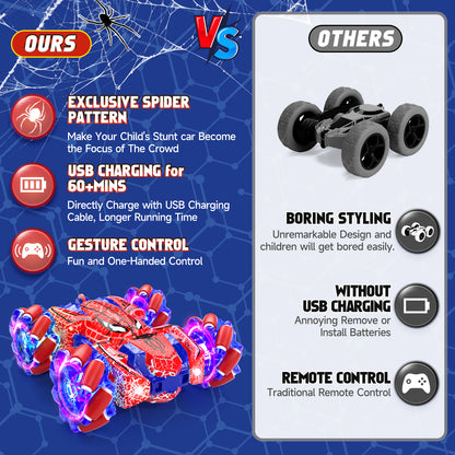Remote Control Cars, RC Cars Toys for 5 6 7 8 9 10 Year Old Boys Girls, Gesture Sensing RC Stunt Car, Double Sided Race Car with Cool Lights for Boys Kids Age 8-12 Outdoor Toys Birthday Gifts