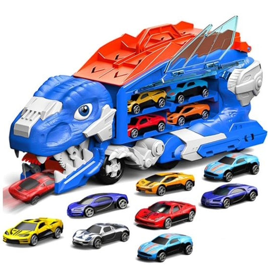 Toddler Toys for 2 Year Old Boys, Dinosaur Toy Trucks, Toy Car Race Track Set with 8 Die-Cast Car Toys, Dinosaur Hauler, Boys Toys Ages 3 to 4, Best Birthday Christmas Gifts for Boys and Girls