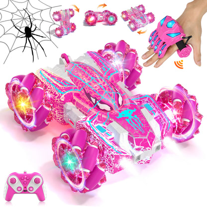 Remote Control Cars, RC Cars Toys for 5 6 7 8 9 10 Year Old Boys Girls, Gesture Sensing RC Stunt Car, Double Sided Race Car with Cool Lights for Boys Kids Age 8-12 Outdoor Toys Birthday Gifts