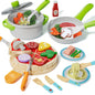 Play Food, Wooden Play Food Set for Kids, Play Kitchen, Kids Cutting Pretend Play Pizza Fake Food Toys for 3 4 5 6 7 Years, Girls Boys Toddlers Educational Toys