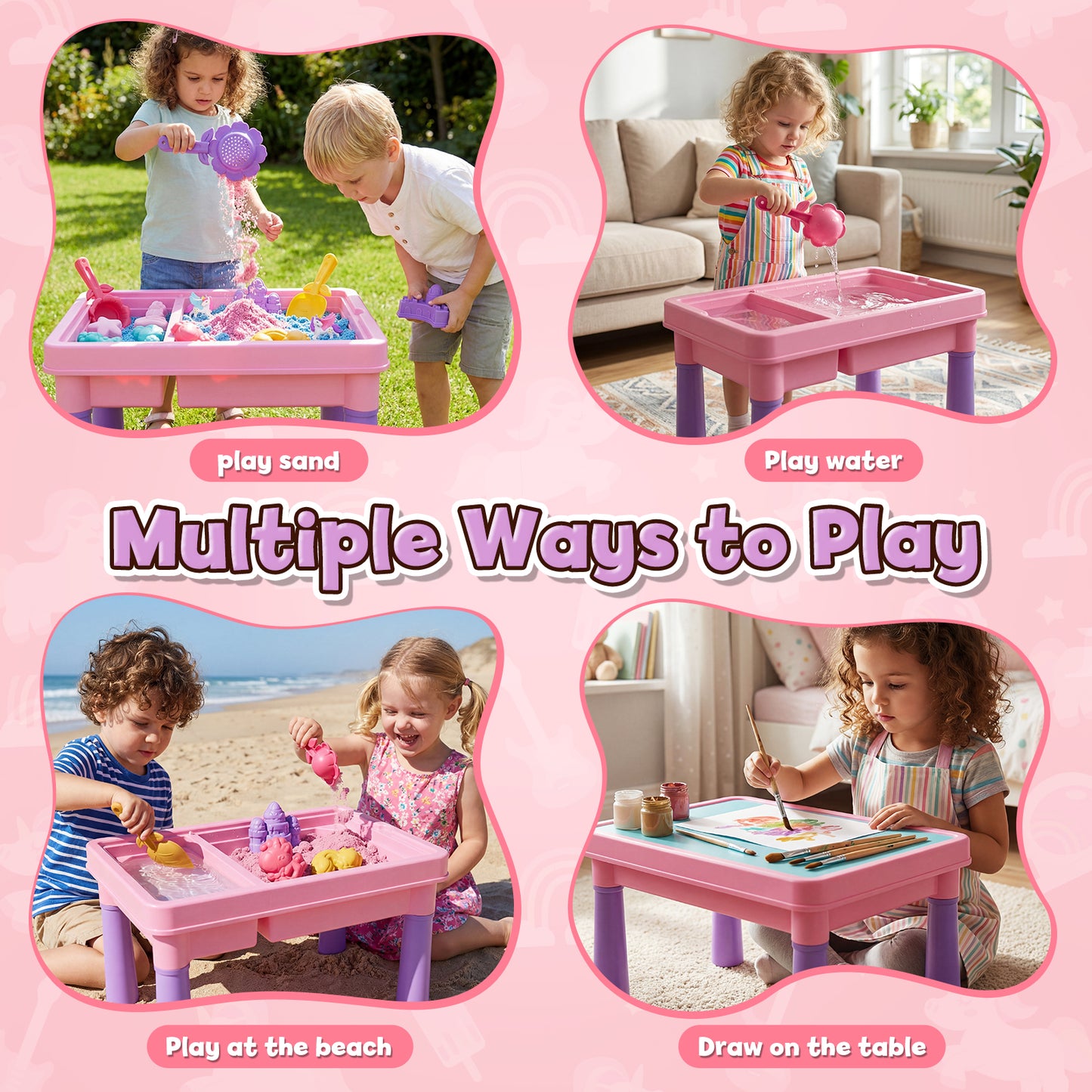 Sand Table for Kids, Sensory Table with Sand, Sensory Bin with Lid & 2.6lbs Play Sand, Unicorn Toys & Sand Toys, Sensory Toys Gifts for Toddler Boys Girls