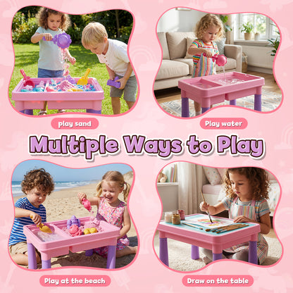 Sand Table for Kids, Sensory Table with Sand, Sensory Bin with Lid & 2.6lbs Play Sand, Unicorn Toys & Sand Toys, Sensory Toys Gifts for Toddler Boys Girls