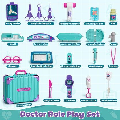 Doctor Kit for Kids, Doctor Pretend Playset with Realistic Accessories, Pretend Mobile Medical Station, Role Play Medical Toys for 3-5, 2-4, 3 4 5 6 Year Old