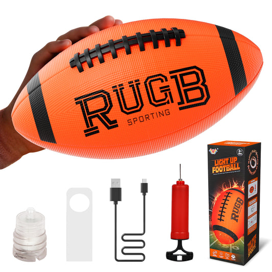 Glow in the Dark Football, USB Charge Light up Football Toys, Sport Toy for Boys, Bright Football for Night Outdoor Game, Outdoor Toys for Kids Teenagers Boys 8 10 11 12 15 Years Old, Birthday Gift