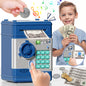 Piggy Banks for Kids, Money Bank with Fingerprint Recognition, Electronic Password Cash Coin Can ATM Bank with Auto Grab Bill Slot, Money Coin Saving Box for Kids, Perfect Gifts for Boys Girls, Blue