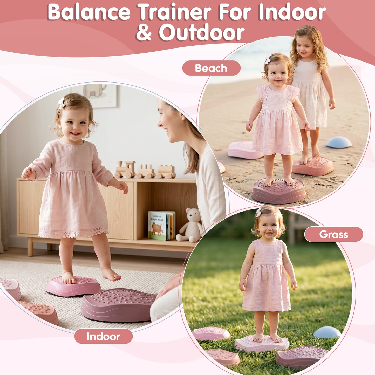 Stepping Stones for Kids, Upgraded Support Bones Toddler Stepping Stones, 5 Pcs Non-Slip Balance Stepping Stones, Up to 220lbs, Coordination Skills Sensory Toys for Ages 2 3 4 5 6+ Girls