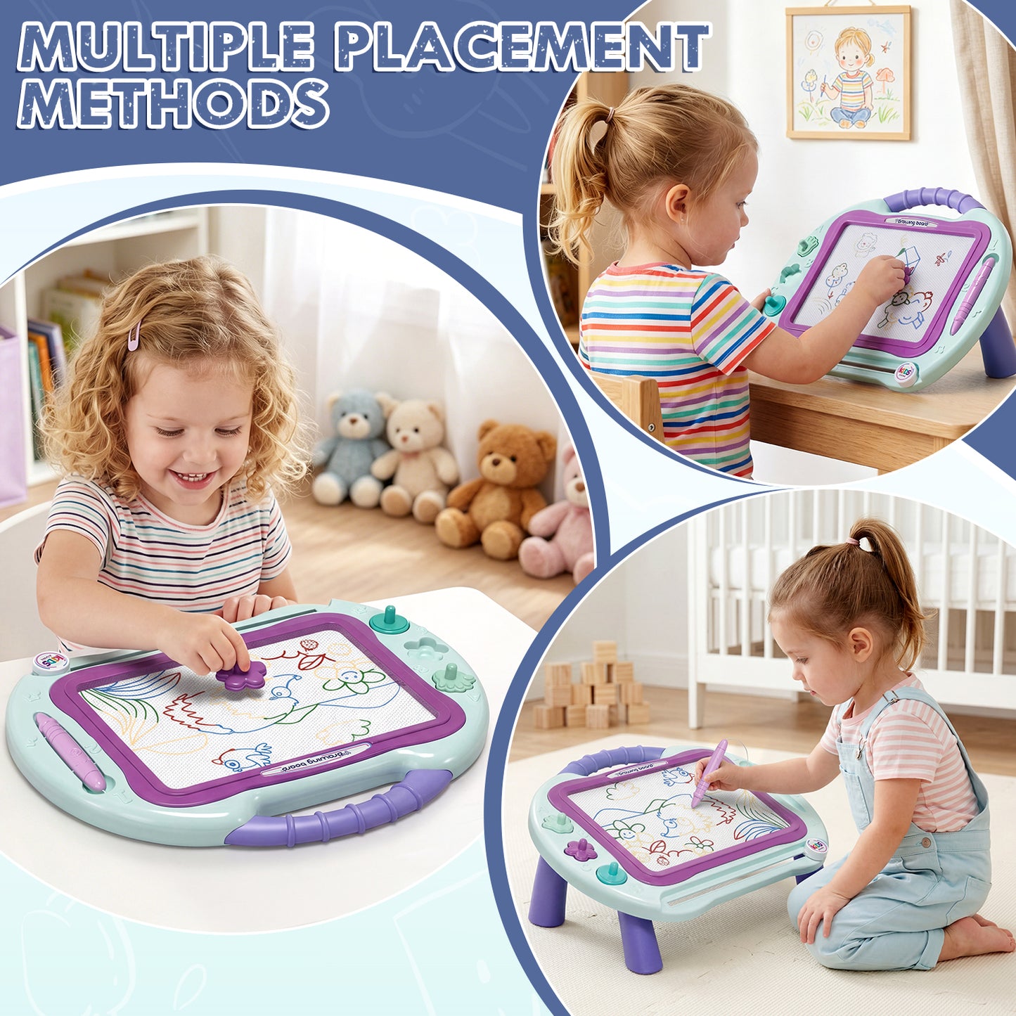 Magnetic Drawing Board, Toys for 2 Year Old Girls, Writing Board for Toddlers with 4 Stamps, Portable Doodle Board Pad, Learning Educational Toys for Toddlers 1 2 3 Year Old, Best Birthday Gifts