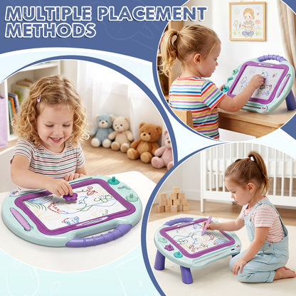 Magnetic Drawing Board, Toys for 2 Year Old Girls, Writing Board for Toddlers with 4 Stamps, Portable Doodle Board Pad, Learning Educational Toys for Toddlers 1 2 3 Year Old, Best Birthday Gifts