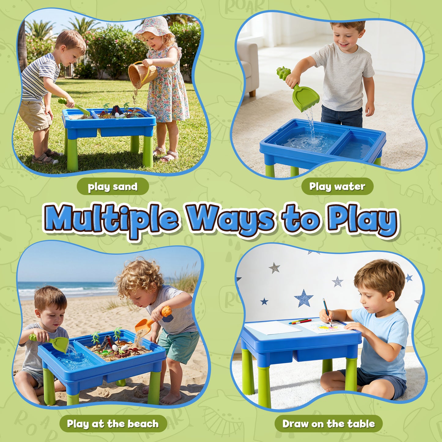 Sand Table for Kids, Sensory Table with Sand, Sensory Bin with Lid & 2.6lbs Play Sand, Dinosaur Toys & Sand Toys, Sensory Toys Gifts for Toddler Boys Girls