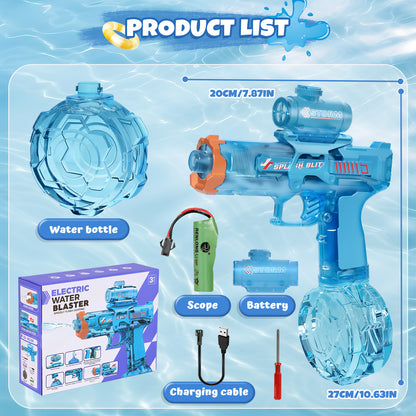 Electric Water Blaster for Kids, Transparent Automatic Water Squirter, High Powered Water Squirter, Long-Range Shooting Water Blaster Toys for Summer Pool Beach Yard Party Play