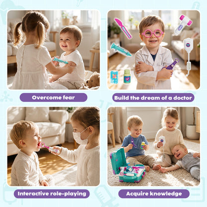 Doctor Kit for Kids, Doctor Pretend Playset with Realistic Accessories, Pretend Mobile Medical Station, Role Play Medical Toys for 3-5, 2-4, 3 4 5 6 Year Old