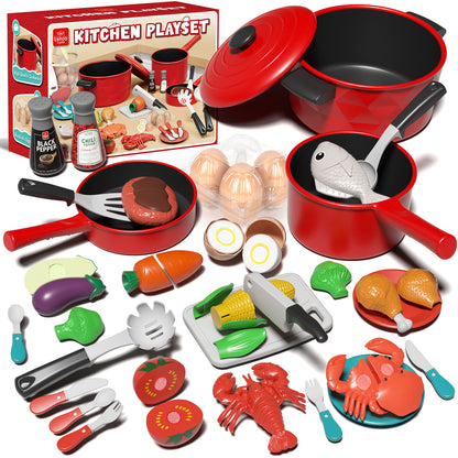 Play Food 34 Pcs, Kitchen Set for Kids, Kitchen Toys, Pretend Play
